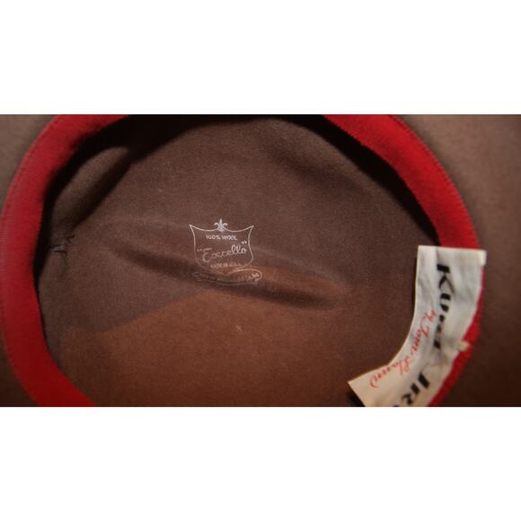 Vintage Kurt Jr Tom Hann Brown 100% Wool Hat Pheasant Feathers 60s USA Made 20.5 main image 6